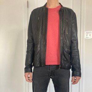 IKKS Leather Bomber Jacket